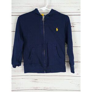 Ralph Lauren Polo Kids Navy Full-Zip Hoodie With Kangaroo Pockets & Multicolor L